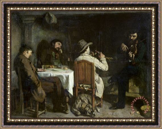 Gustave Courbet After Dinner at Ornans Framed Painting