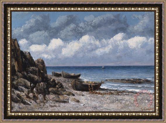 Gustave Courbet Boats At St Aubain Framed Print