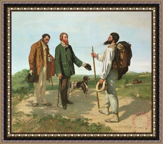 Gustave Courbet La Rencontre, Or Bonjour Monsieur Courbet Framed Painting