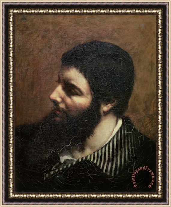 Gustave Courbet Self Portrait with Striped Collar Framed Painting