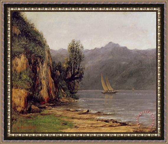 Gustave Courbet Vue du Lac Leman Framed Painting