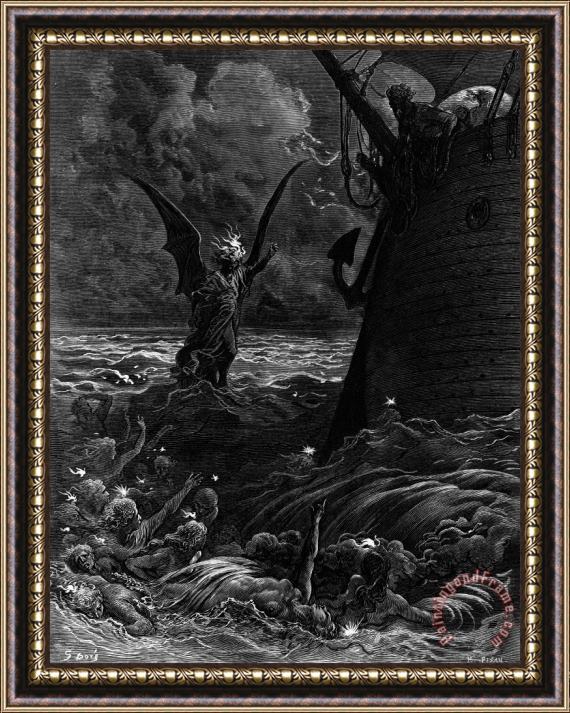 Gustave Dore Death-fires Dancing Around The Becalmed Ship Framed Print