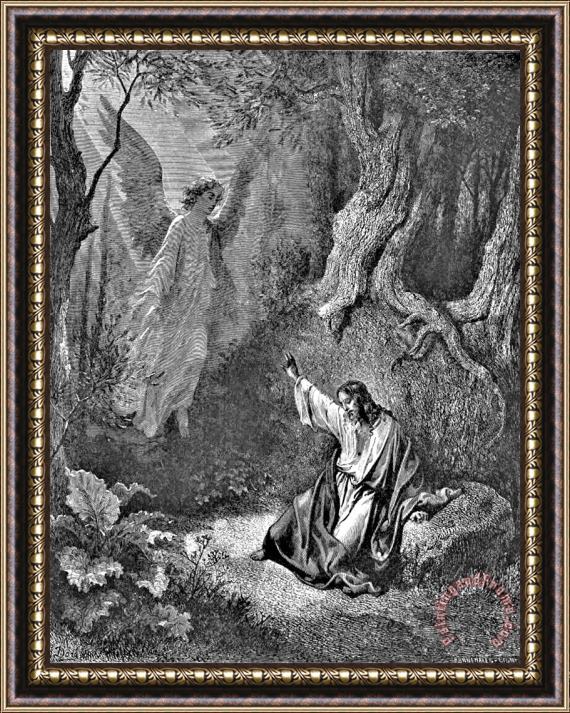 Gustave Dore Jesus And Angel Bible Illustration Framed Painting
