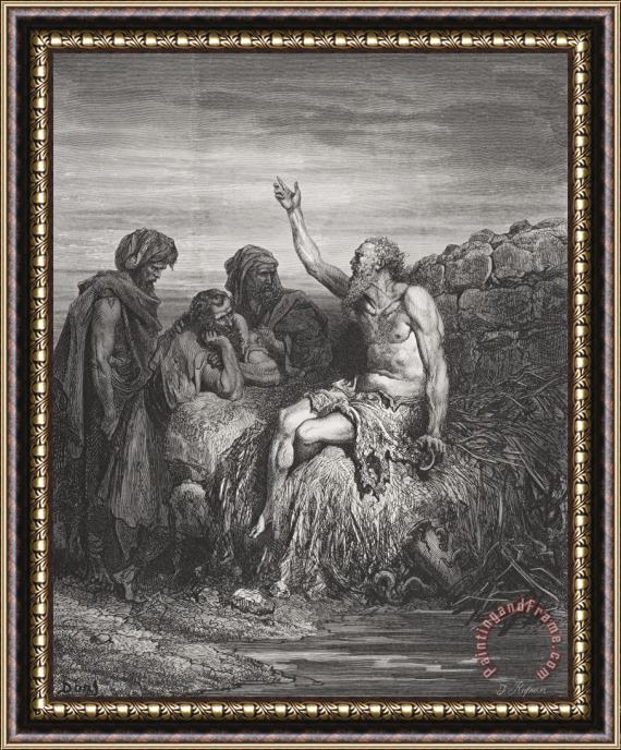 Gustave Dore Job And His Friends Framed Print