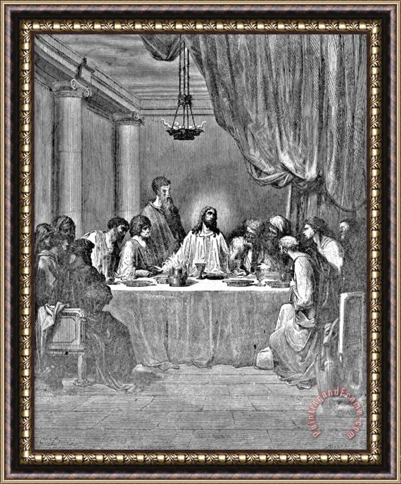 Gustave Dore Last Supper Biblical Illustration Framed Painting