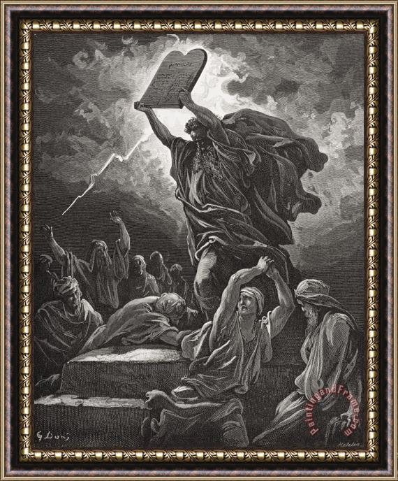 Gustave Dore Moses Breaking The Tablets Of The Law Framed Print