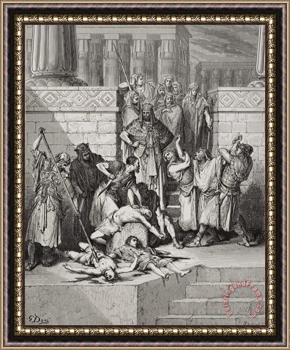 Gustave Dore Slaughter Of The Sons Of Zedekiah Before Their Father Framed Painting