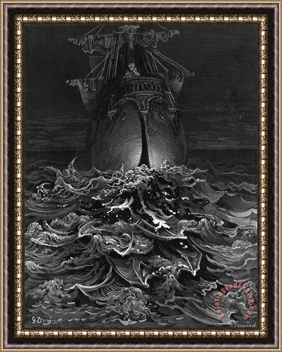 Gustave Dore The Mariner Gazes On The Ocean And Laments His Survival While All His Fellow Sailors Have Died Framed Painting