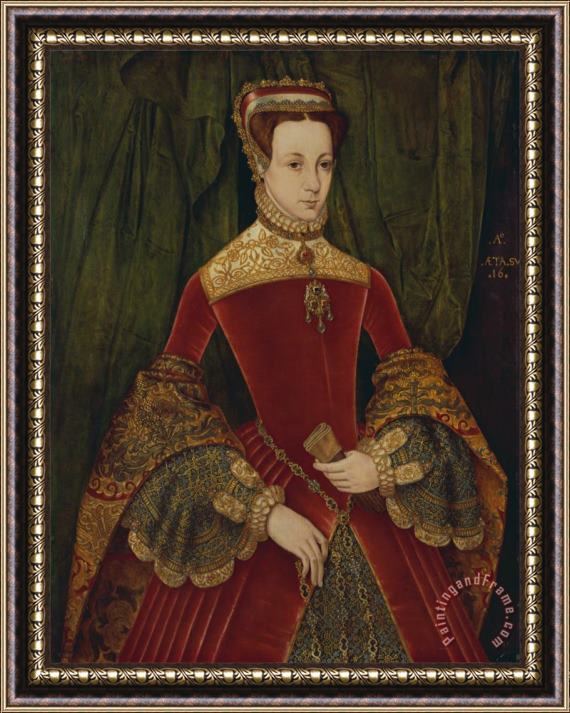 Hans Eworth Portrait of a Woman, Aged Sixteen, Previously Identified As Mary Fitzalan, Duchess of Norfolk, 1565 Framed Painting