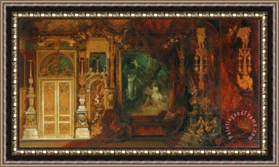 Hans Makart The Summer Night's Dream, Sketch for The Decoration of a Room in The Hermes Villa Framed Painting
