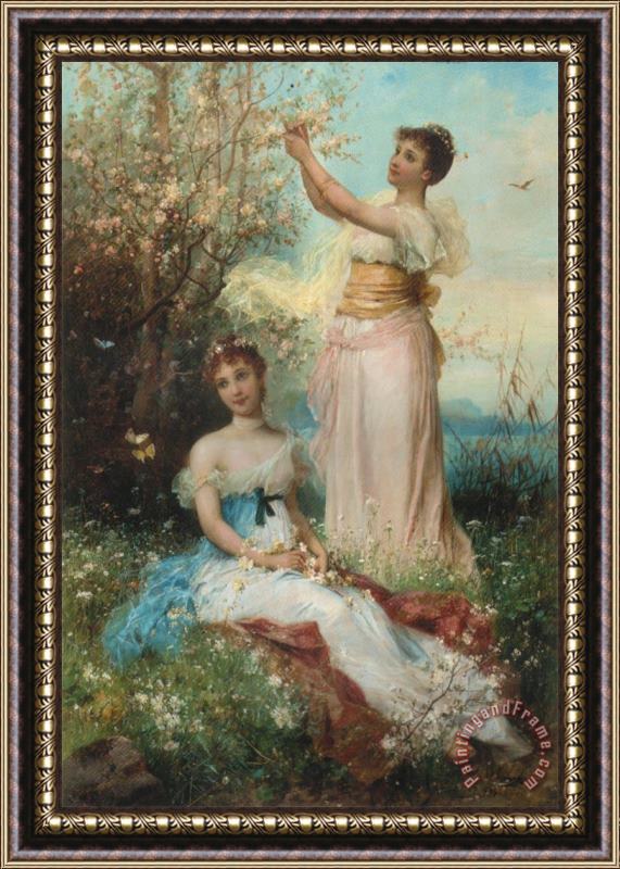 Hans Zatzka Springtime Maidens Framed Painting