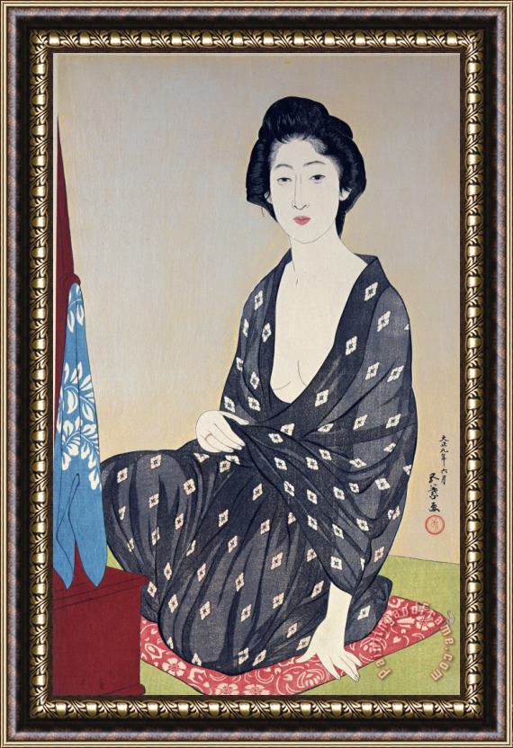Hashiguchi Goy Natsugoromo No Onna (woman in a Summer Garment) Framed Painting