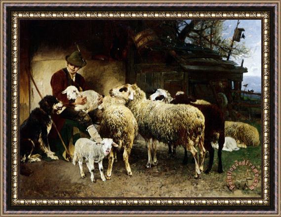 Heirich Von Zugel The Young Shepherd Framed Painting