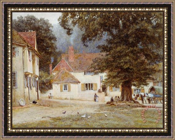 Helen Allingham A Cart by a Village Inn Framed Painting