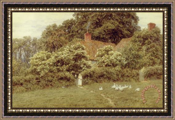 Helen Allingham A Cottage at Farringford Isle of Wight Framed Painting