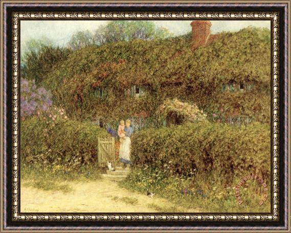 Helen Allingham A Cottage at Freshwater Isle of Wight Framed Painting