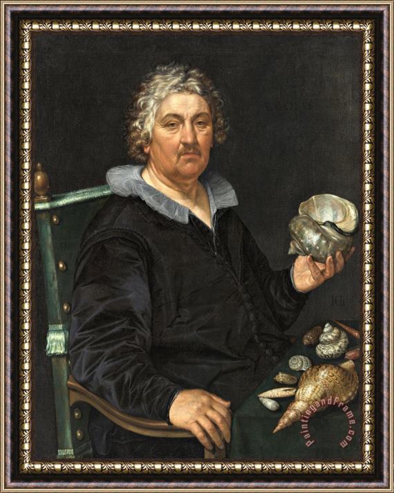 Hendrick Goltzius Portrait of The Haarlem Shell Collector Jan Govertsen Van Der Aer Framed Painting