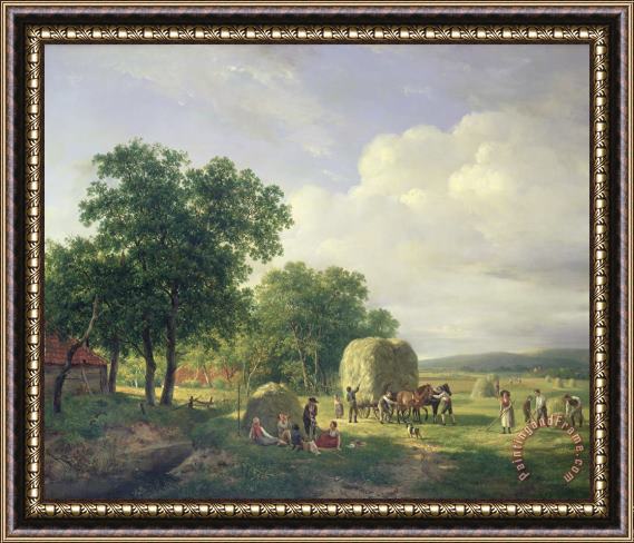 Hendrick van de Sande Bakhuyzen Wooded Landscape With Haymakers Framed Painting