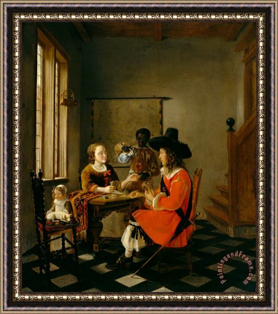 Hendrik van der Burch The Game of Cards Framed Painting