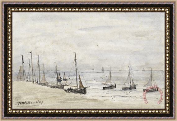 Hendrik Willem Mesdag Visserspinken Op Het Strand Framed Painting