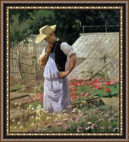 Around The Corner Framed Prints - A Corner Of The Rose Garden At Bagatelle by Henri Adolphe Laissement
