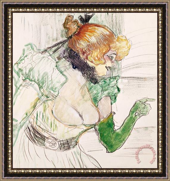 Henri de Toulouse-Lautrec Artist With Green Gloves - Singer Dolly From Star At Le Havre Framed Painting
