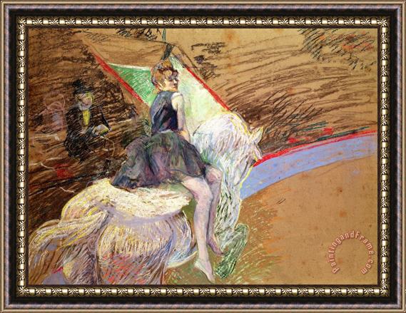 Henri de Toulouse-Lautrec Rider on a White Horse Framed Painting