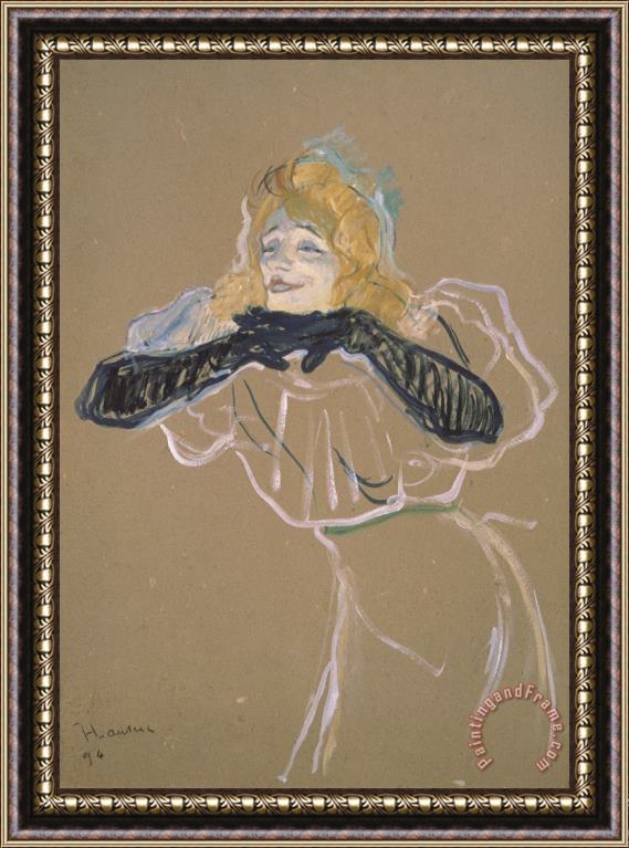 Henri de Toulouse-Lautrec Yvette Guilbert (1867 1944) Singing 'linger, Longer, Loo' Framed Painting