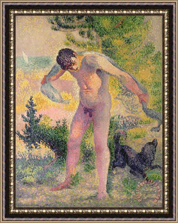 Henri-Edmond Cross Bather drying himself at St Tropez Framed Painting