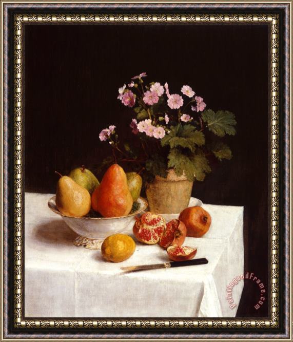 Henri Fantin Latour Still Life (primroses, Pears And Promenates) Framed Print