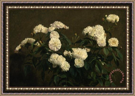 Henri Fantin Latour Still Life of White Roses Framed Print