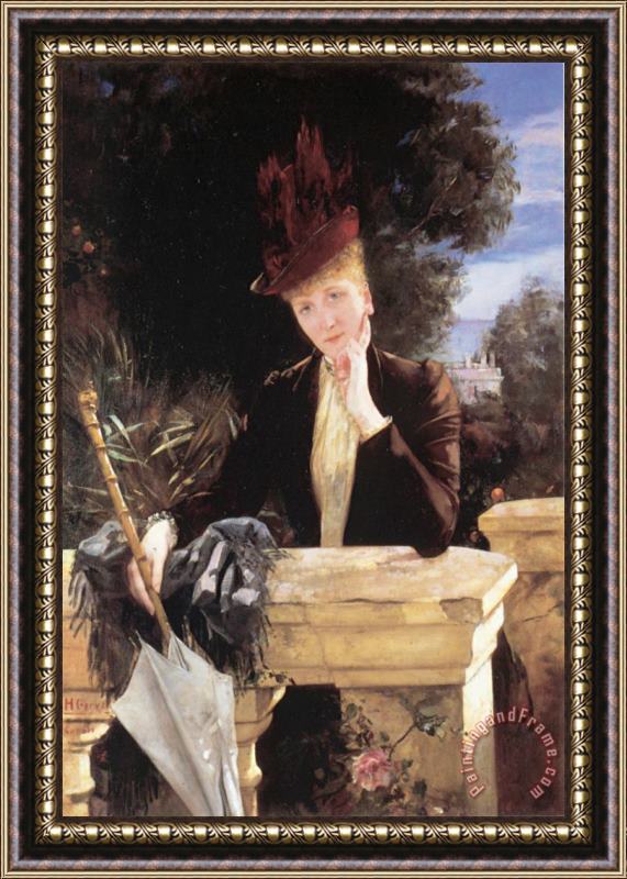 Henri Gervex A Portrait of Marieclotilde De Faret Legrand, Comtesse De Fournes Framed Painting