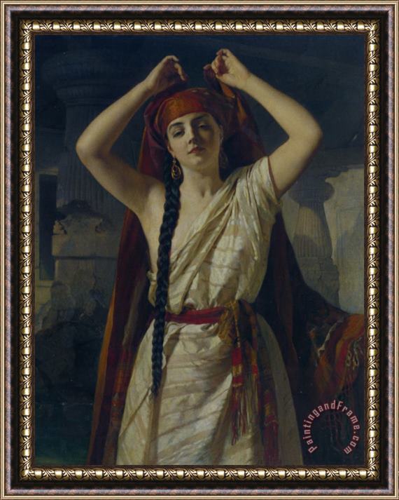 Henri Guillaume Schlesinger An Egyptian Girl Preparing for The Bath Framed Painting