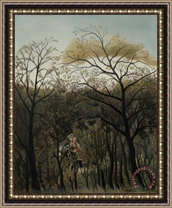 Henri J F Rousseau Rendezvous In The Forest Framed Painting