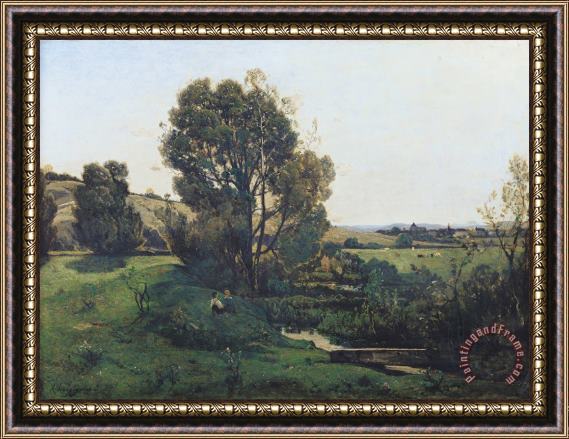 Henri-Joseph Harpignies View from Moncel-sur-Seine Framed Print