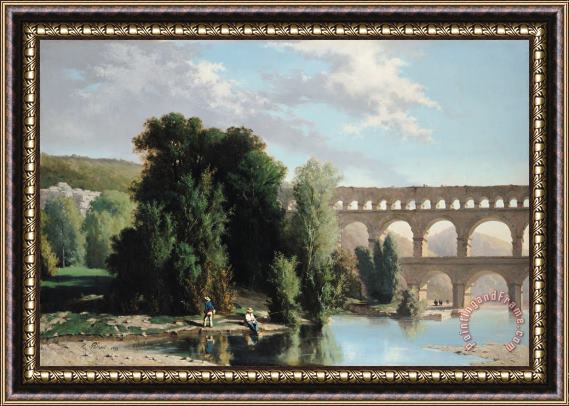 Henri Marie Poinsot View of the Pont du Gard Framed Print