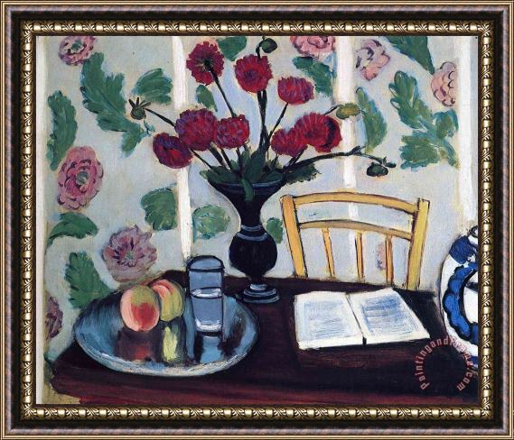 Henri Matisse Bouquet of Dahlias And White Book 1923 Framed Painting