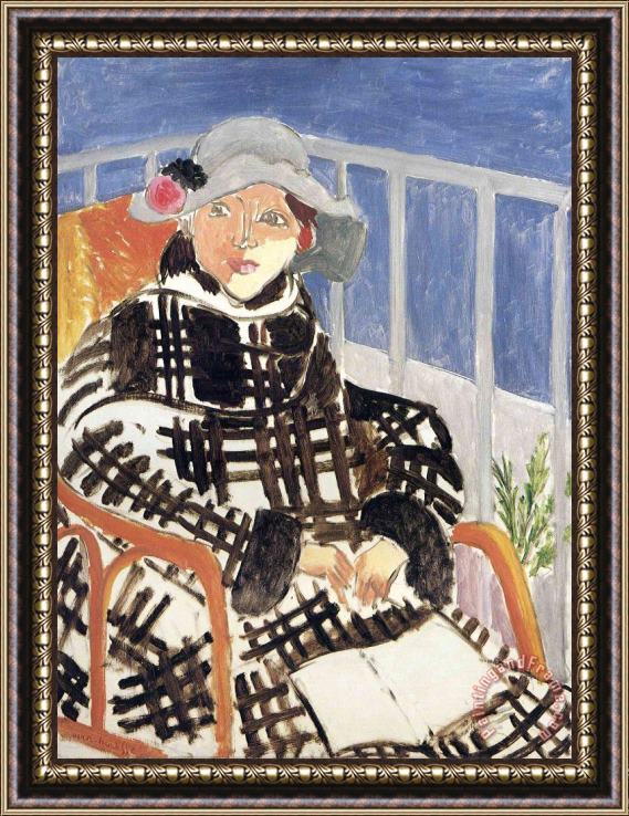 Henri Matisse Mlle Matisse in a Scotch Plaid Coat 1918 Framed Painting