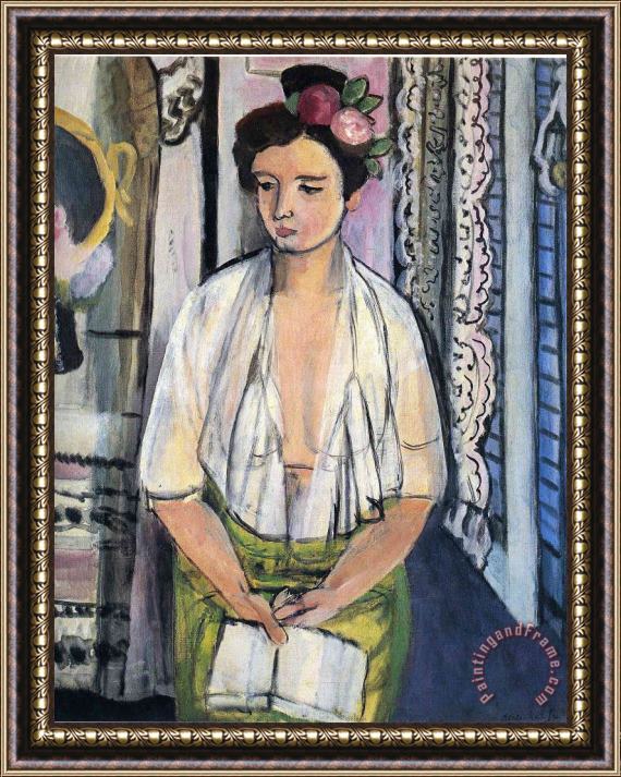 Henri Matisse Reader on a Black Background 1918 Framed Print