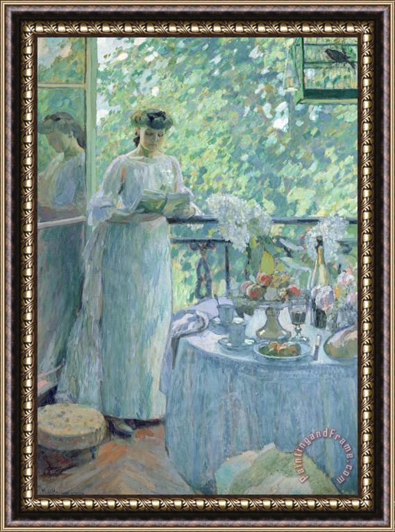 Henri Ottmann Woman On A Balcony Framed Painting