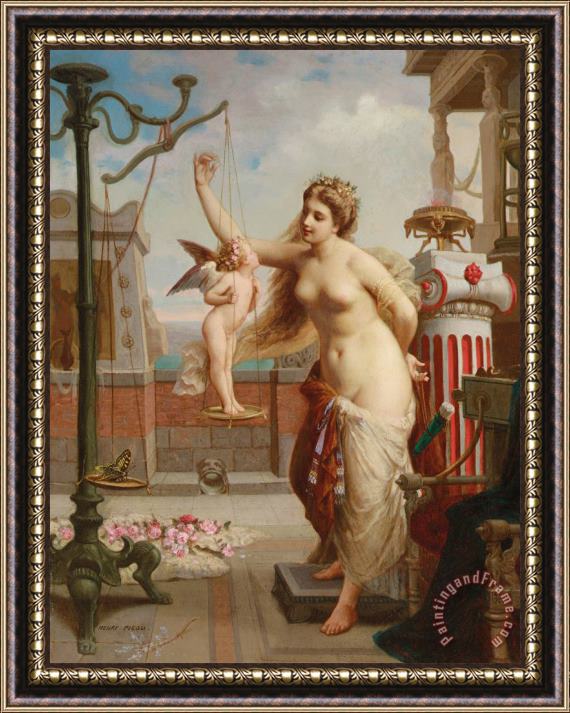 Henri Pierre Picou Weighing Cupid Framed Painting