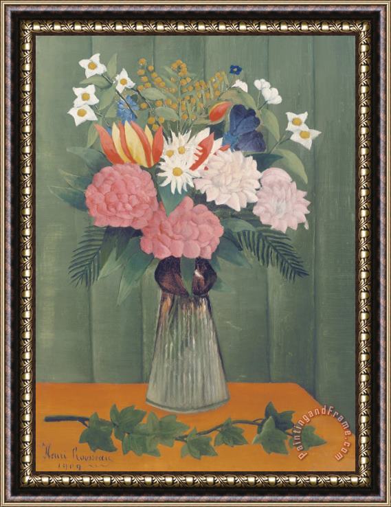Henri Rousseau Flowers in a Vase Framed Painting