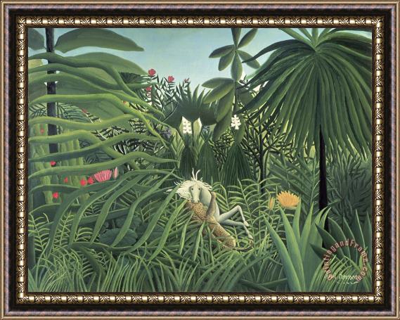 Henri Rousseau Jaguar Attacking a Horse Framed Print Henri Rousseau Jaguar Attacking a Horse Framed Print