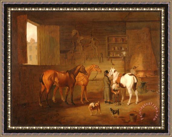 Henry Bernard Chalon The Blacksmith's Shop Framed Painting