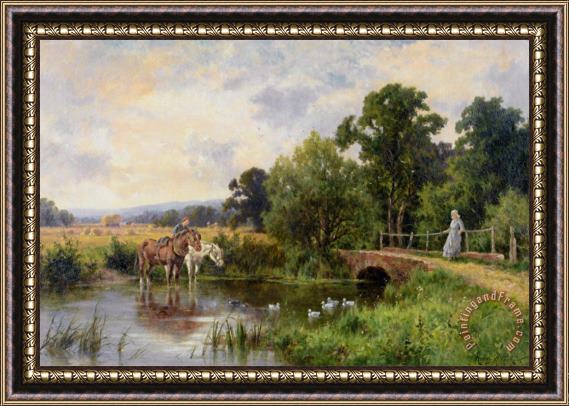 Henry Hillier Parker Watering The Horses Framed Painting