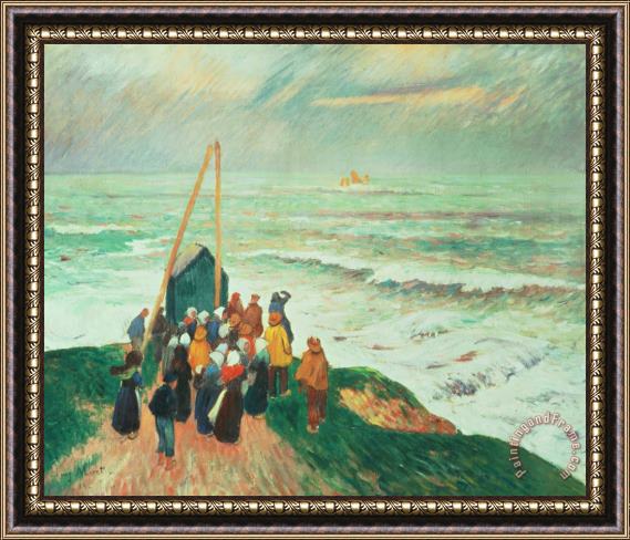 Henry Moret Waiting for the Return of the Fishermen in Brittany Framed Painting