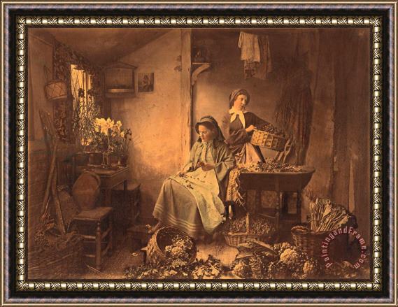 Henry Peach Robinson (preparing Spring Flowers for Market) Framed Painting