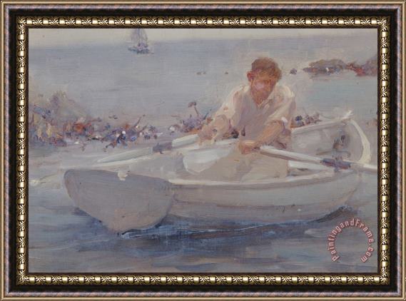 Henry Scott Tuke Man in a Rowing Boat Framed Painting