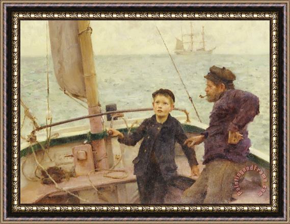 Henry Scott Tuke The Steering Lesson Framed Painting