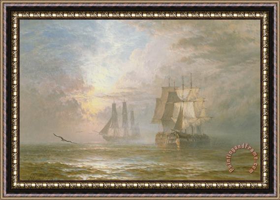 Henry Thomas Dawson Men Of War At Anchor Framed Print
